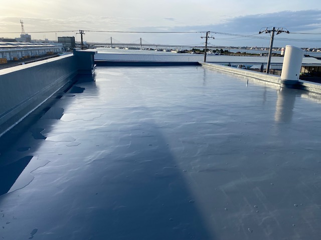 ウレタン防水工事完了した屋上
